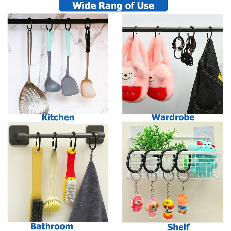 Resze 24 PCS Shower Curtain Rings,Plastic Black Shower Curtain Hooks,C-Shaped Rings Hook Hanger Bathroom Shower Window Rod - Image 3